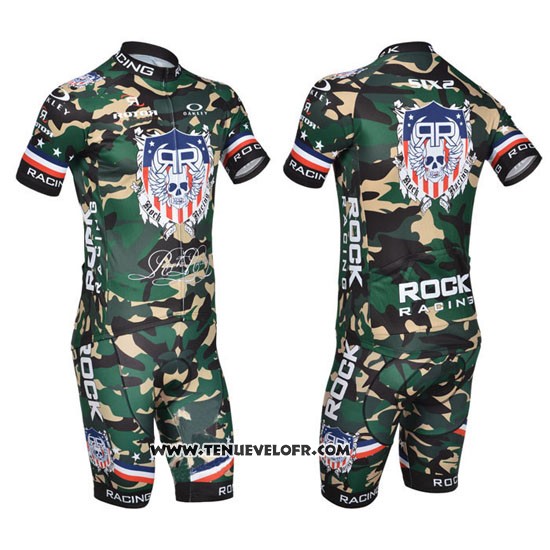 2010 Maillot Ciclismo Rock Racing Jaune et Vert Manches Courtes et Cuissard